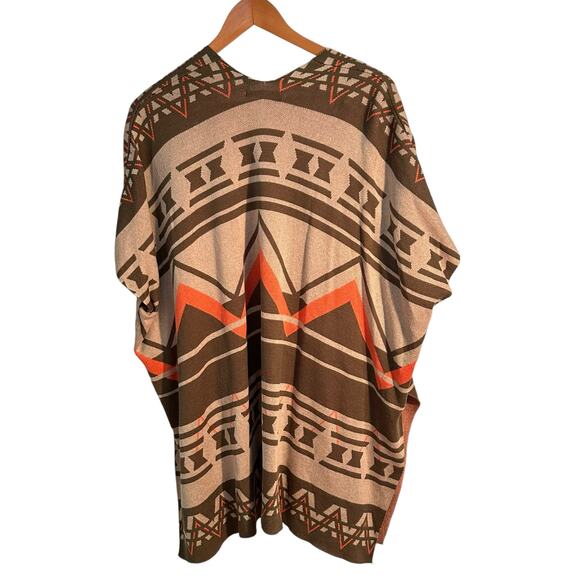 Tally Weijl Poncho XXS/XS Aztec Print Open Front Cardigan Kaftan Cotton Blend - Picture 4 of 16